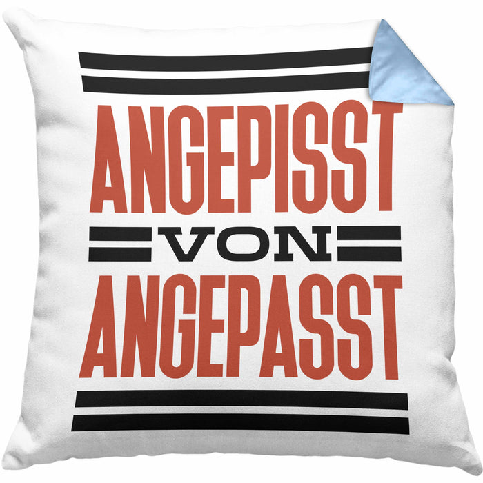 Angepisst Von Angepasst Kissen mit Füllung 40x40 System. Geschenkidee (Grau) Blau Trendation