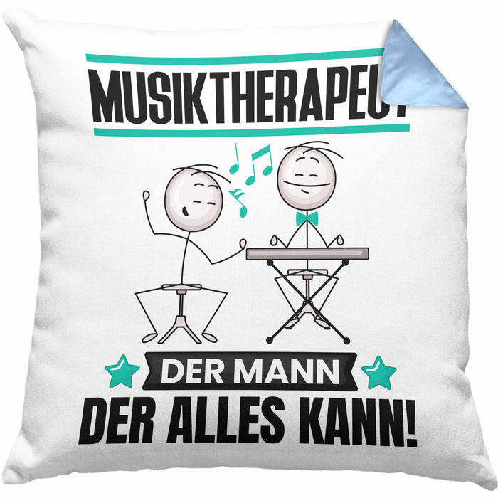 Musiktherapeut Kissen mit Füllung 40x40 Geschenk für Musiktherapeut Der Mann Der Alles Kann Geschenkidee zum Geburtstag (Grau) Blau Trendation