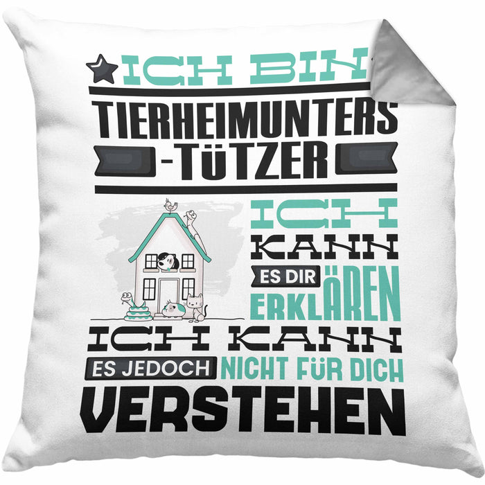 Tierheimunterstützer Geschenk Kaffee-Kissen mit Füllung 40x40 Geschenkidee für Tierheimunterstützer Ich Bin Tierheimunterstützer Ich Kann Es Dir Erklären Jedoch Nicht Für Dich Verstehen Spruch Lustig (Grau) Grau Trendation