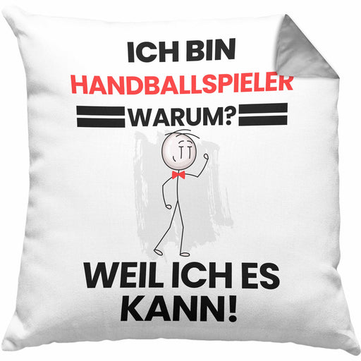 Handballspieler Geschenk Kissen mit Füllung 40x40 Lustiger Spruch Ich Bin Handballspieler Warum Weil Ich Es Kann Geschenkidee Bester Handballspieler Geburtstag (Grau) Grau Trendation