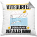 Kitesurfer Kissen mit Füllung 40x40 Geschenk für Kitesurfer Der Mann Der Alles Kann Geschenkidee zum Geburtstag (Grau) Grau Trendation