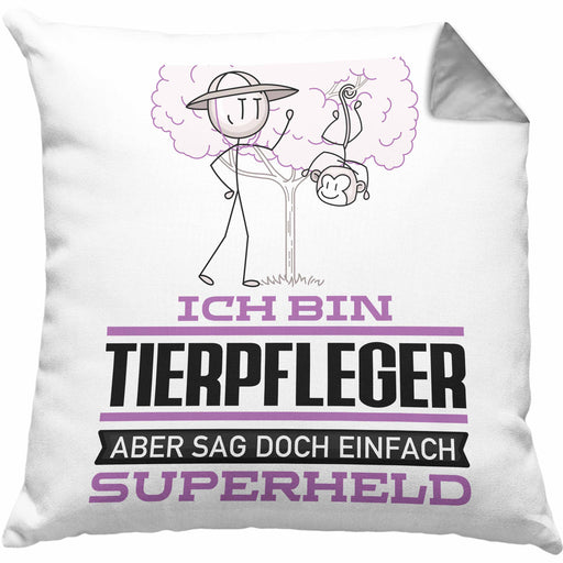 Tierpfleger Geschenk Kissen mit Füllung 40x40 Ich Bin Tierpfleger Aber Sag Doch Einfach Superheld Lustige Geschenkdiee für Tierpfleger (Grau) Grau Trendation