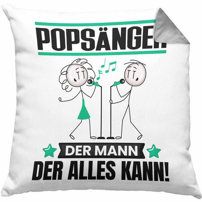 Popsänger Kissen mit Füllung 40x40 Geschenk für Popsänger Der Mann Der Alles Kann Geschenkidee zum Geburtstag (Grau) Grau Trendation