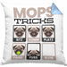 Mops Besitzer Kissen mit Füllung 40x40 Geschenk Lustiger Spruch Geschenkidee Mops Tricks Bleib (Grau) Blau Trendation