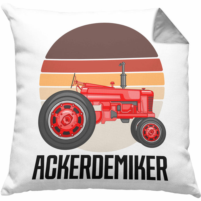 Ackerdemiker Kissen mit Füllung 40x40 Geschenk für Landwirt Geschenkidee Bauer Landwirtin Bauernhof Acker (Grau) Grau Trendation