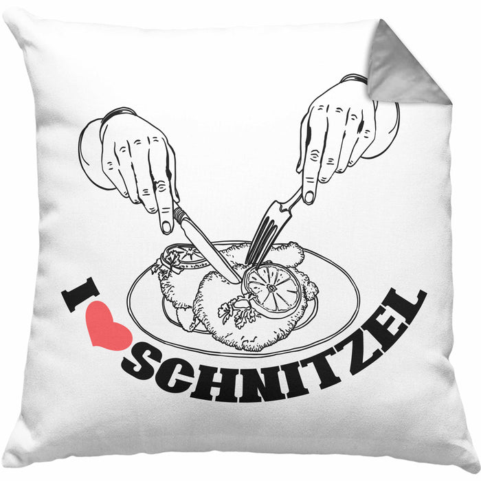 Schnitzel-Kissen mit Füllung 40x40 Geschenk für Schnitzel-Liebhaber (Grau) Grau Trendation