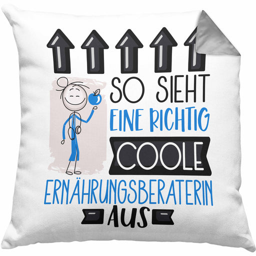 Ernährungsberaterin Geschenk Kissen mit Füllung 40x40 Lustig Geschenkidee für Ernährungsberaterin Geburtstag So Sieht Eine Richtig Coole Ernährungsberaterin Aus Frauen Spruch (Grau) Grau Trendation