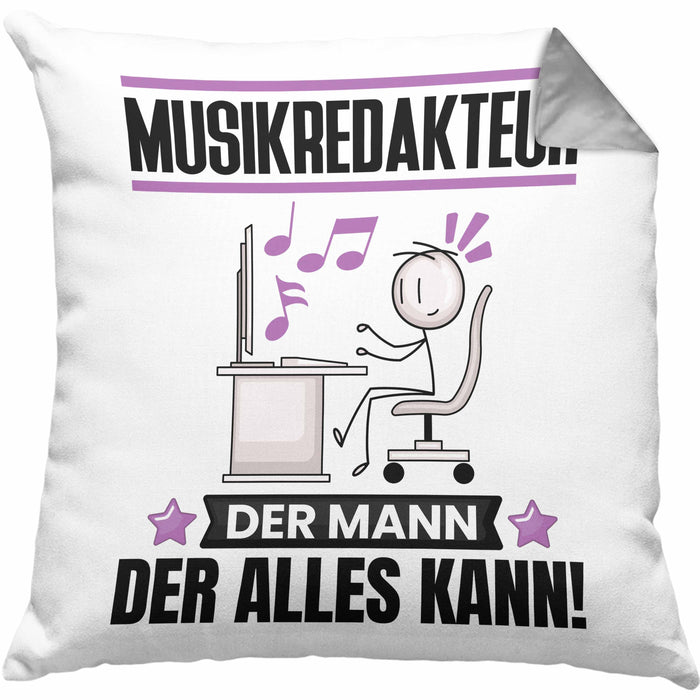 Musikredakteur Kissen mit Füllung 40x40 Geschenk für Musikredakteur Der Mann Der Alles Kann Geschenkidee zum Geburtstag (Grau) Grau Trendation
