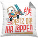 Gabelstapler Kissen mit Füllung 40x40 Geschenk Gabelstaplerfahrer Lagerist Geschenkidee Männer Platz Ihr Lappen Hupwagen Lager Geschenkidee (Grau) Grau Trendation