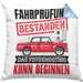 Führerschein Bestanden Geschenk Kissen mit Füllung 40x40 Bestandener Führerschein Das Fotoshooting Kann Beginnen Fahrschule (Grau) Blau Trendation