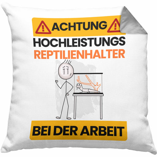 Reptilienhalter Kissen mit Füllung 40x40 Geschenk Lustiger Spruch Geschenkidee für Reptilienhalter Achtung Hochleistungs Reptilienhalter Bei Der Arbeit (Grau) Grau Trendation