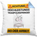 Trampolinspringer Kissen mit Füllung 40x40 Geschenk Lustiger Spruch Geschenkidee für Trampolinspringer Achtung Hochleistungs Trampolinspringer Bei Der Arbeit (Grau) Blau Trendation