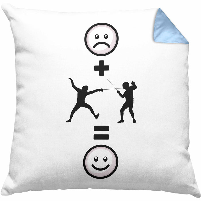 Fechten Kissen mit Füllung 40x40 Geschenk für Fechter :( + fechten = :) Lustige Geschenkidee Geburtstag (Grau) Blau Trendation
