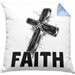 Faith Kissen mit Füllung 40x40 Geschenk Jesus Glauben Geschenkidee Kirche Ostern Christentum Häferl (Grau) Blau Trendation
