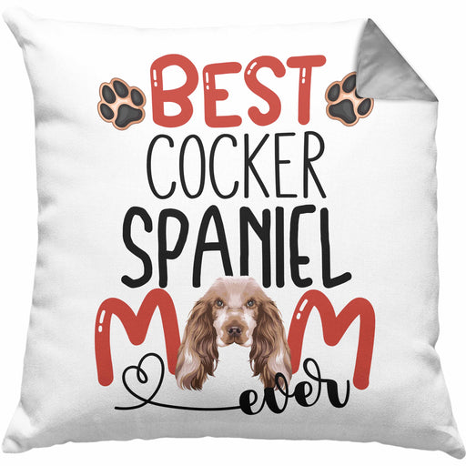 Cocker Spaniel Mom Besitzerin Kissen mit Füllung 40x40 Geschenk Lustiger Spruch Geschenkidee Besitzerin Cocker Spaniel Mama (Grau) Grau Trendation