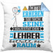 Lehrer Geschenk Kissen mit Füllung 40x40 Lustiger Spruch Erheben Sie Sich Der Lehrer Betritt den Raum (Grau) Blau Trendation
