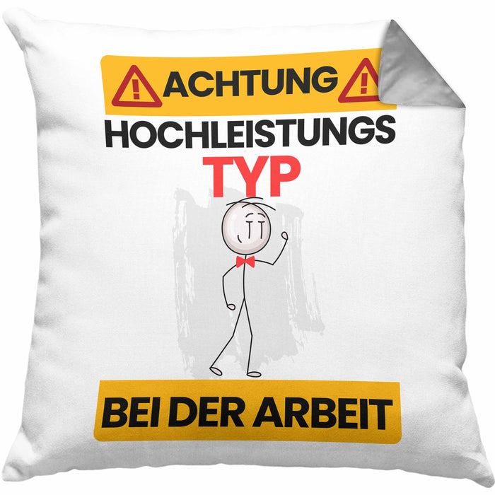 Typ Kissen mit Füllung 40x40 Geschenk Lustiger Spruch Geschenkidee für Typ Achtung Hochleistungs Typ Bei Der Arbeit (Grau) Grau Trendation