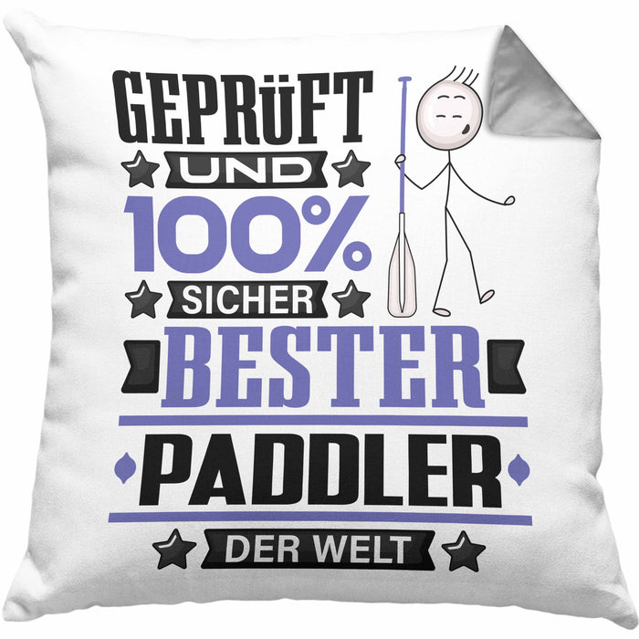 Paddler Geschenk Lustiger Spruch für Paddler Geschenkidee Bester Paddler Der WeltKissen mit Füllung 40x40 (Grau) Grau Trendation