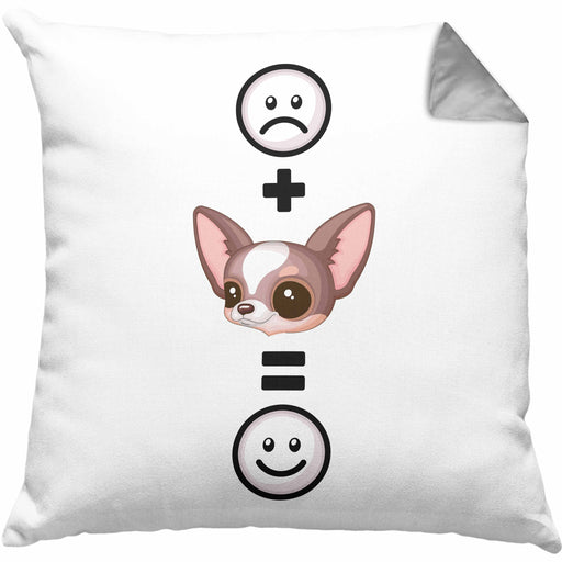 Chihuahua Kissen mit Füllung 40x40 Geschenk für Chihuahua Besitzer Lustige Geschenkidee :( + Chihuahua = :) (Grau) Grau Trendation