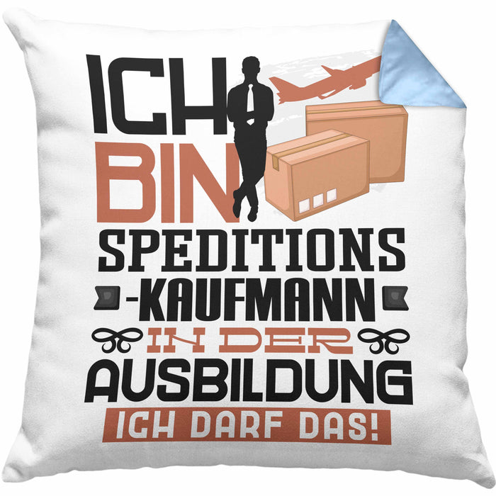 Speditionskaufmann Ausbildung Kissen mit Füllung 40x40 Geschenk Ich Bin Speditionskaufmann In Der Ausbildung Ich Darf Das Geschenkidee Spruch (Grau) Blau Trendation