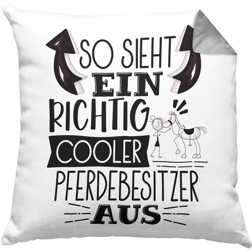Pferdebesitzer Kissen mit Füllung 40x40 So Sieht Ein Richtig Cooler Pferdebesitzer Aus Geschenk Lustiger Spruch Geschenkidee (Grau) Grau Trendation