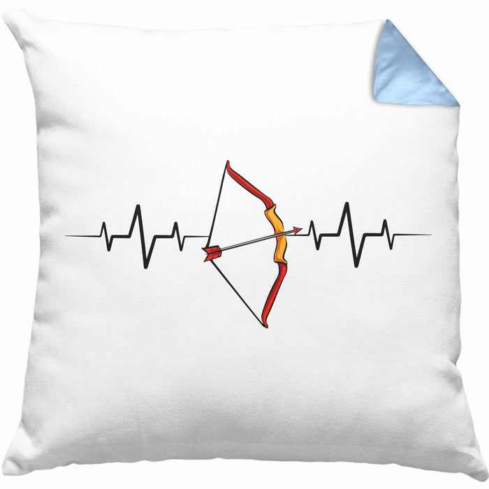 Lustige Bogenschütze Kissen mit Füllung 40x40 Geschenk für Pfeil & Bogen Enthusiasten Herzschlag Grafiken (Grau) Blau Trendation