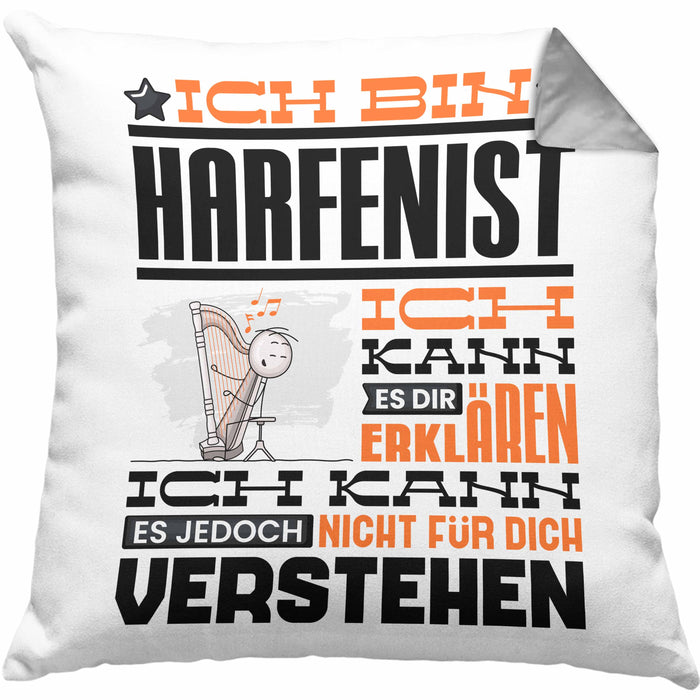 Harfenist Geschenk Kissen mit Füllung 40x40 Lustige Geschenkdiee für einen Harfenist Geburtstag Ich Bin Harfenist Ich Kann Es Dir Erklären Aber Nicht Für Dich Verstehen (Grau) Grau Trendation