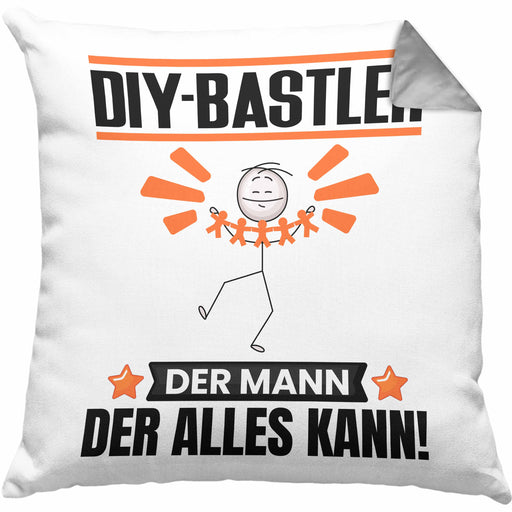 DIY-Bastler Kissen mit Füllung 40x40 Geschenk für DIY-Bastler Der Mann Der Alles Kann Geschenkidee zum Geburtstag (Grau) Grau Trendation