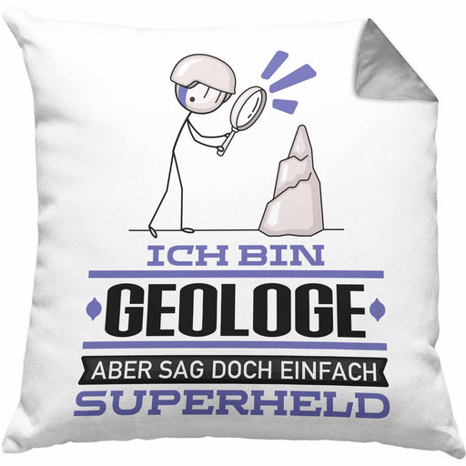 Geologe Geschenk Kissen mit Füllung 40x40 Ich Bin Geologe Aber Sag Doch Einfach Superheld Lustige Geschenkdiee für Geologe (Grau) Grau Trendation