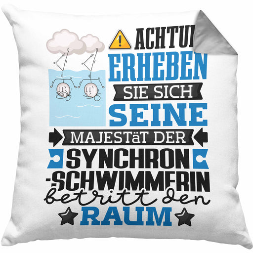 Synchronschwimmerin Geschenk Kissen mit Füllung 40x40 Lustiger Spruch Erheben Sie Sich Der Synchronschwimmerin Betritt den Raum (Grau) Grau Trendation
