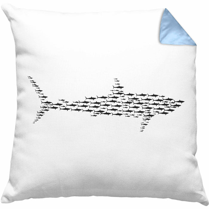 Kissen mit Füllung 40x40 mit Haifisch-Grafik als Geschenkidee Haifisch Haise Geschenk (Grau) Blau Trendation