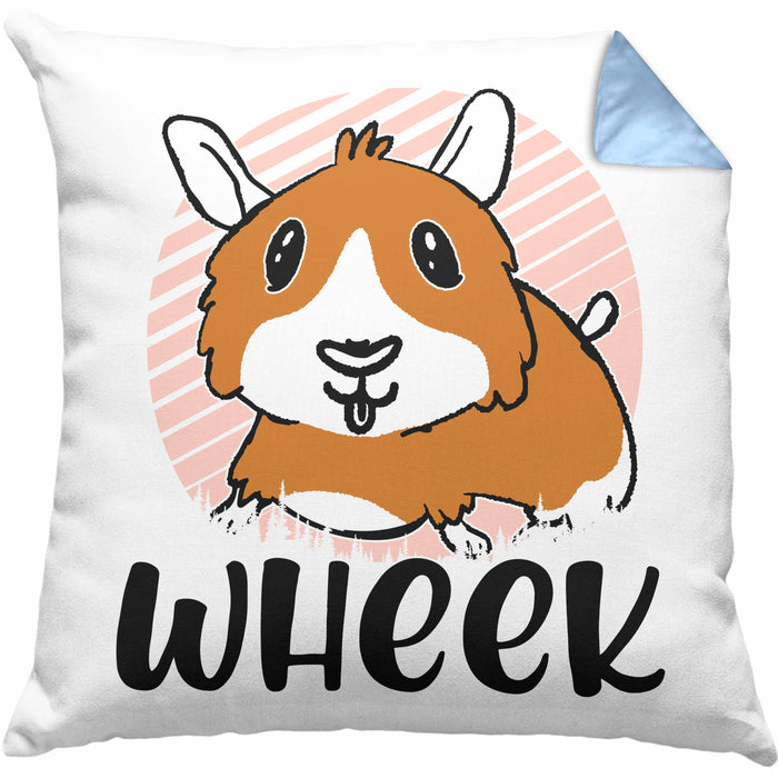 Meerschweinchen Geschenk Kissen mit Füllung 40x40 Spruch Meerschweinchen-Besitzerin Geschenkidee Wheek (Grau) Blau Trendation