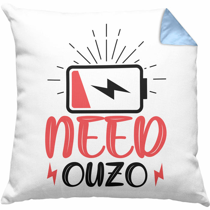 Need Ouzo Kissen mit Füllung 40x40 Geschenk Griechenland Geschenkidee (Grau) Blau Trendation