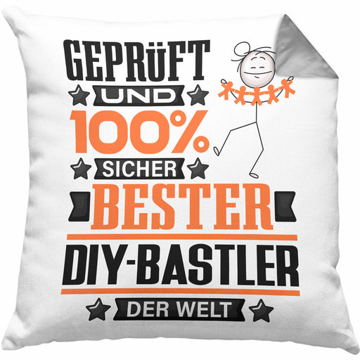 DIY-Bastler Geschenk Lustiger Spruch für DIY-Bastler Geschenkidee Bester DIY-Bastler Der WeltKissen mit Füllung 40x40 (Grau) Grau Trendation