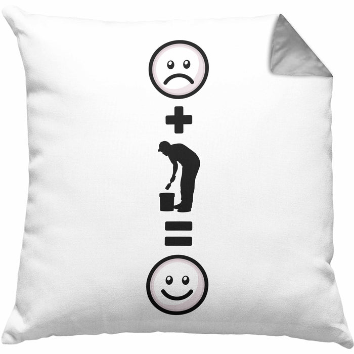 Maler Kissen mit Füllung 40x40 Geschenk für Malermeister Geburtstag Lustige Geschenkidee :( + Malen = :) (Grau) Grau Trendation
