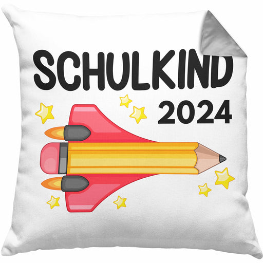 Einschulung Junge Mädchen Geschenk Schultüte Füllung Kissen mit Füllung 40x40 Schulstart 1. Schultag Schuleinführung Schulanfang Geschenkidee Schulkind 2024 (Grau) Grau Trendation