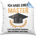 Master Prüfung Kissen mit Füllung 40x40 bestanden Geschenk Abschluss Masterarbeit Exam Prüfung Graduation (Grau) Blau Trendation