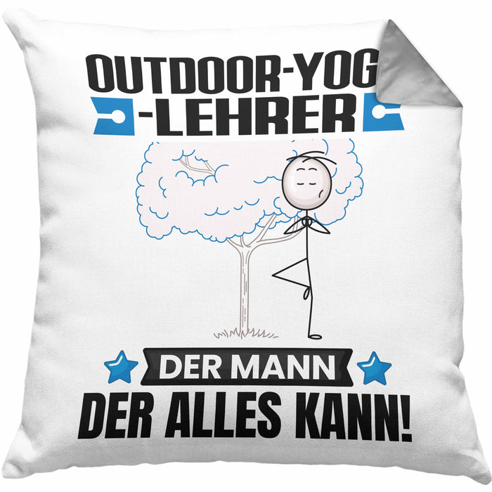 Outdoor-Yoga-Lehrer Kissen mit Füllung 40x40 Geschenk für Outdoor-Yoga-Lehrer Der Mann Der Alles Kann Geschenkidee zum Geburtstag (Grau) Grau Trendation