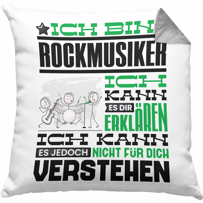 Rockmusiker Geschenk Kissen mit Füllung 40x40 Geschenkidee für Rockmusiker Geburtstag Lustig Ich Bin Rockmusiker Ich Kann Es Dir Erklären Aber Nicht Für Dich Verstehen (Grau) Grau Trendation