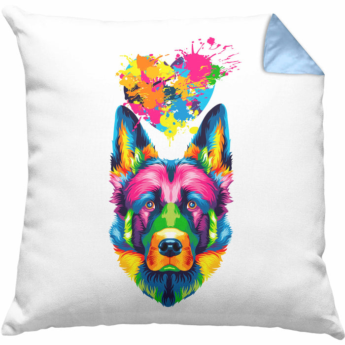 Schäferhund Herz Farbe Besitzer Kissen mit Füllung 40x40 Geschenk Lustiger Spruch Geschenkidee Schäferhund Liebhaber (Grau) Blau Trendation