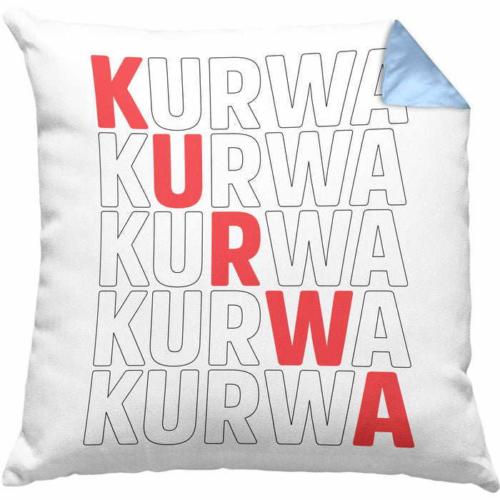 Kurwa Kissen mit Füllung 40x40 Polen Polska (Grau) Blau Trendation