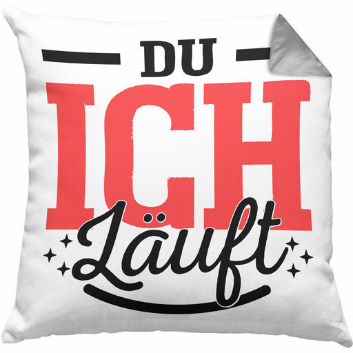 Du Ich Läuft Kissen mit Füllung 40x40 Geschenk Beste Freundin Paare Geschenkidee Liebe Paar (Grau) Grau Trendation