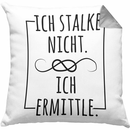 Ich Stalke Nicht Ich Ermittle Kissen mit Füllung 40x40 Lustige Geschenkidee Kollegin Freundin Kaffee (Grau) Grau Trendation