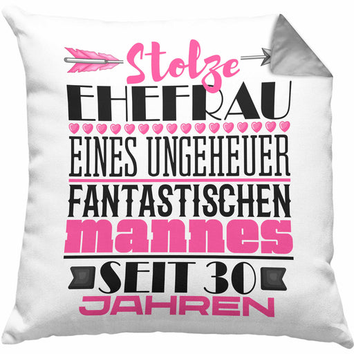 30 Jahre Verheiratet Geschenk Ehefrau Perlenhochzeit Geschenk von Mann an EhefrauKissen mit Füllung 40x40 (Grau) Grau Trendation