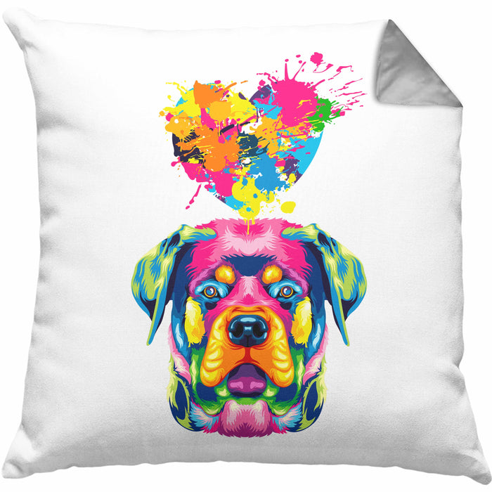 Rottweiler Herz Farbe Besitzer Kissen mit Füllung 40x40 Geschenk Lustiger Spruch Geschenkidee Rottweiler Liebhaber (Grau) Grau Trendation
