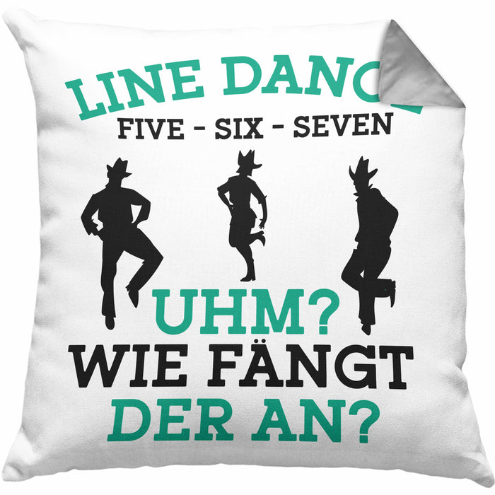 Lustige Line Dance Kissen mit Füllung 40x40 - Tolles Geschenk für Line Dance Enthusiasten (Grau) Grau Trendation