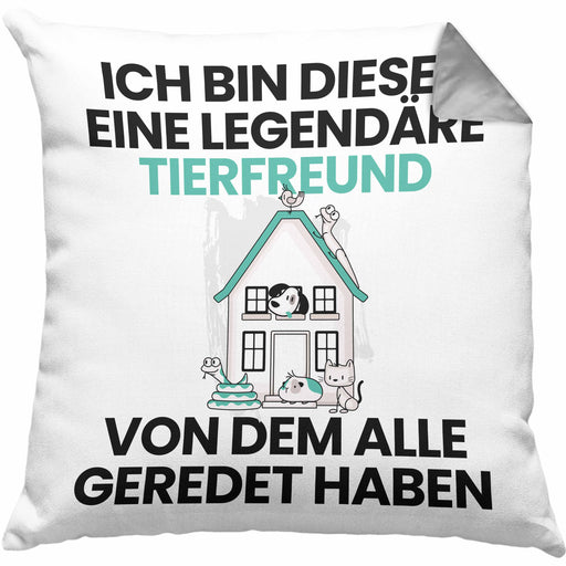 Tierfreund Geschenk Kissen mit Füllung 40x40 Lustige Geschenkidee Geburtstag für Tierfreund Ich Bin Dieser Legendäre Tierfreund Von Dem Alle Geredet Haben (Grau) Grau Trendation