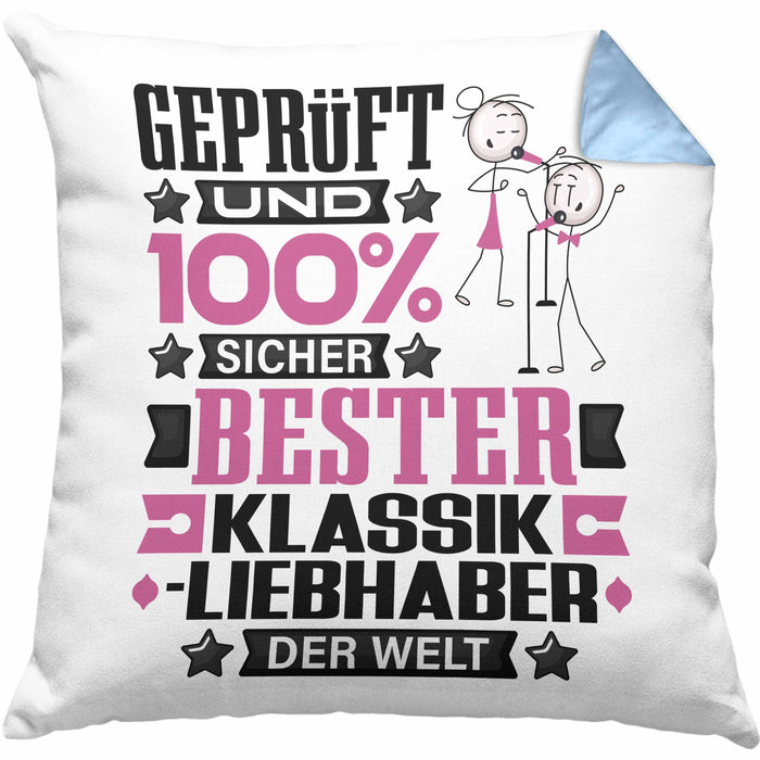 Klassikliebhaber Geschenk Lustiger Spruch für Klassikliebhaber Geschenkidee Bester Klassikliebhaber Der WeltKissen mit Füllung 40x40 (Grau) Blau Trendation