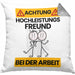Freund Kissen mit Füllung 40x40 Geschenk Lustiger Spruch Geschenkidee für Freund Achtung Hochleistungs Freund Bei Der Arbeit (Grau) Grau Trendation