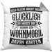 Hobby Wohnmobil Kissen mit Füllung 40x40 Geschenk für Wohnwagen Fans Geld Allein Macht Nicht Glücklich (Grau) Grau Trendation